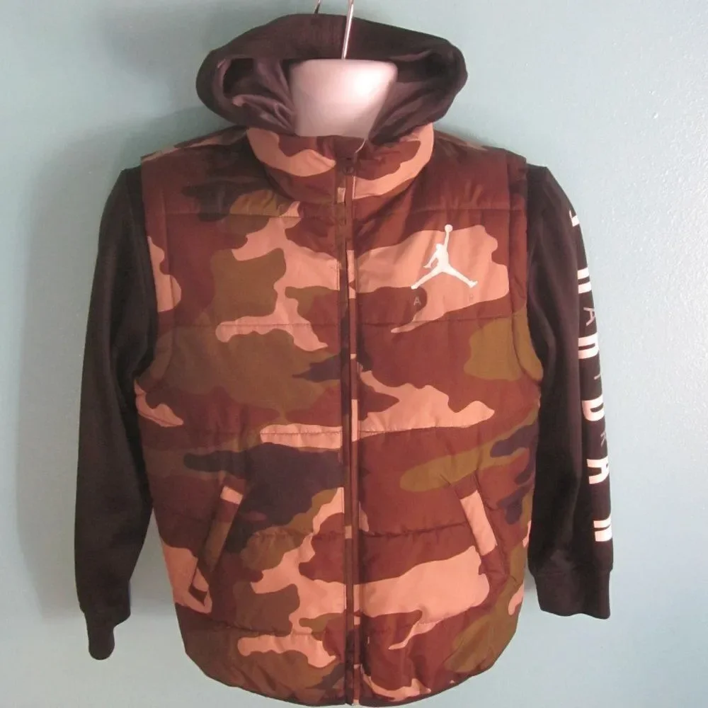 NIKE 1980's Vintage Air Jordan Boys Size M  Puffer Camo Hoodie Jacket 38